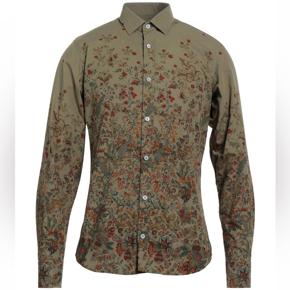 Zegna green floral shirt